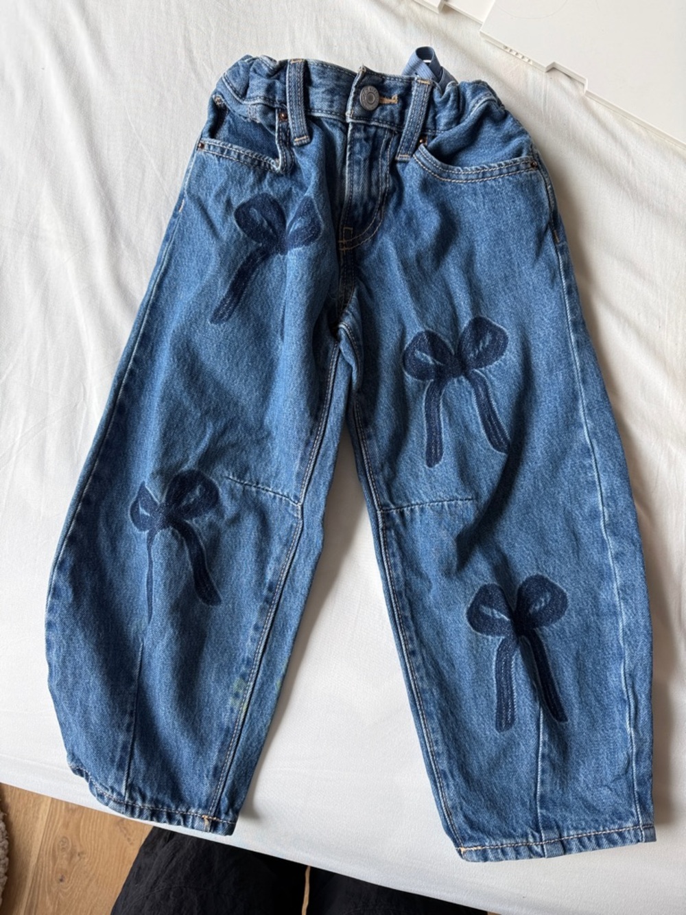 Old Navy Girls Blue Denim Jeans with Bow Prints